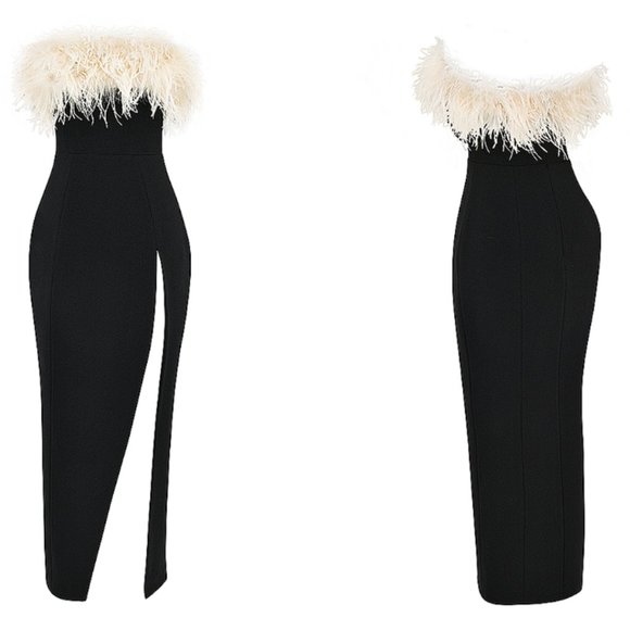 House Of CB 'Sarai' Black Thigh Split Maxi Dress NWOT - Picture 5 of 11